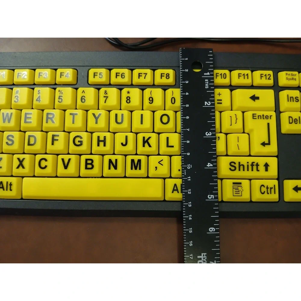 EZ Eyes™ USB Wired KEYBOARD‎ Model KL-306B - Black on Yellow - Large Print #1257